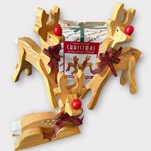 Vintage House Of Lloyd Wooden WOODLAND REINDEER Set Christmas Around The World